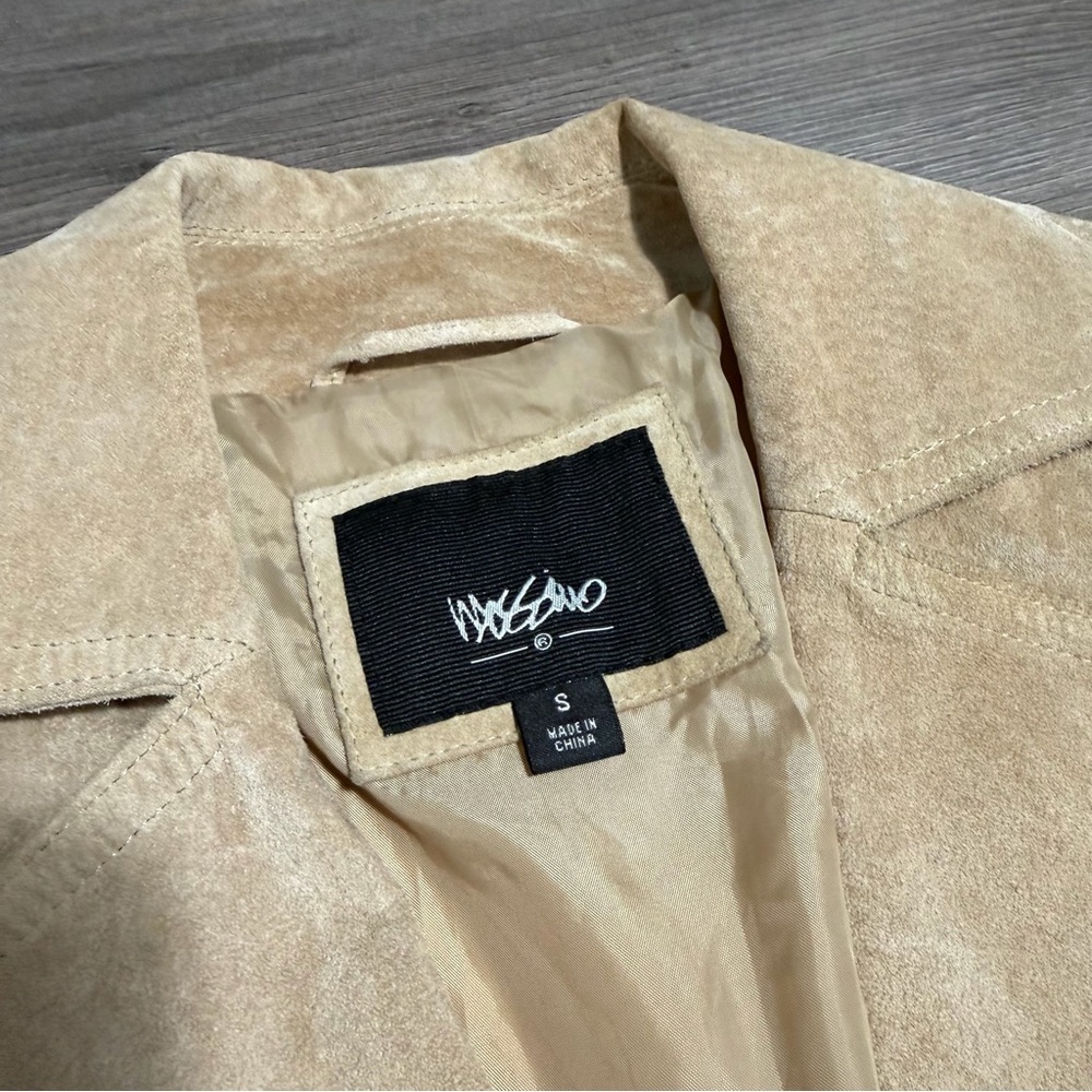 Mossimo real suede/leather Y2K vintage Tan Suede Women's Blazer jacket - Picture 5 of 10